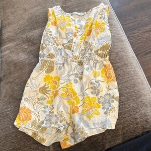 Charming Floral Kids Romper - Yellow and Gray